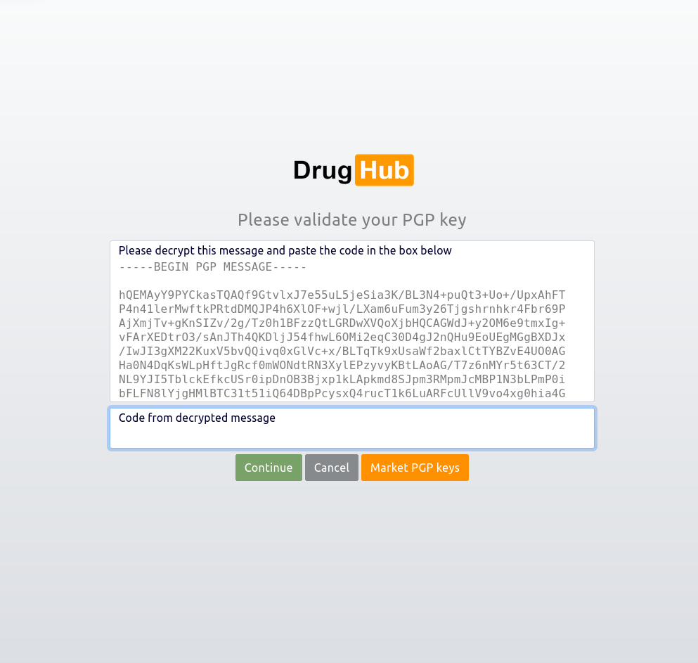 Drughub Market PGP Challenge Decryption